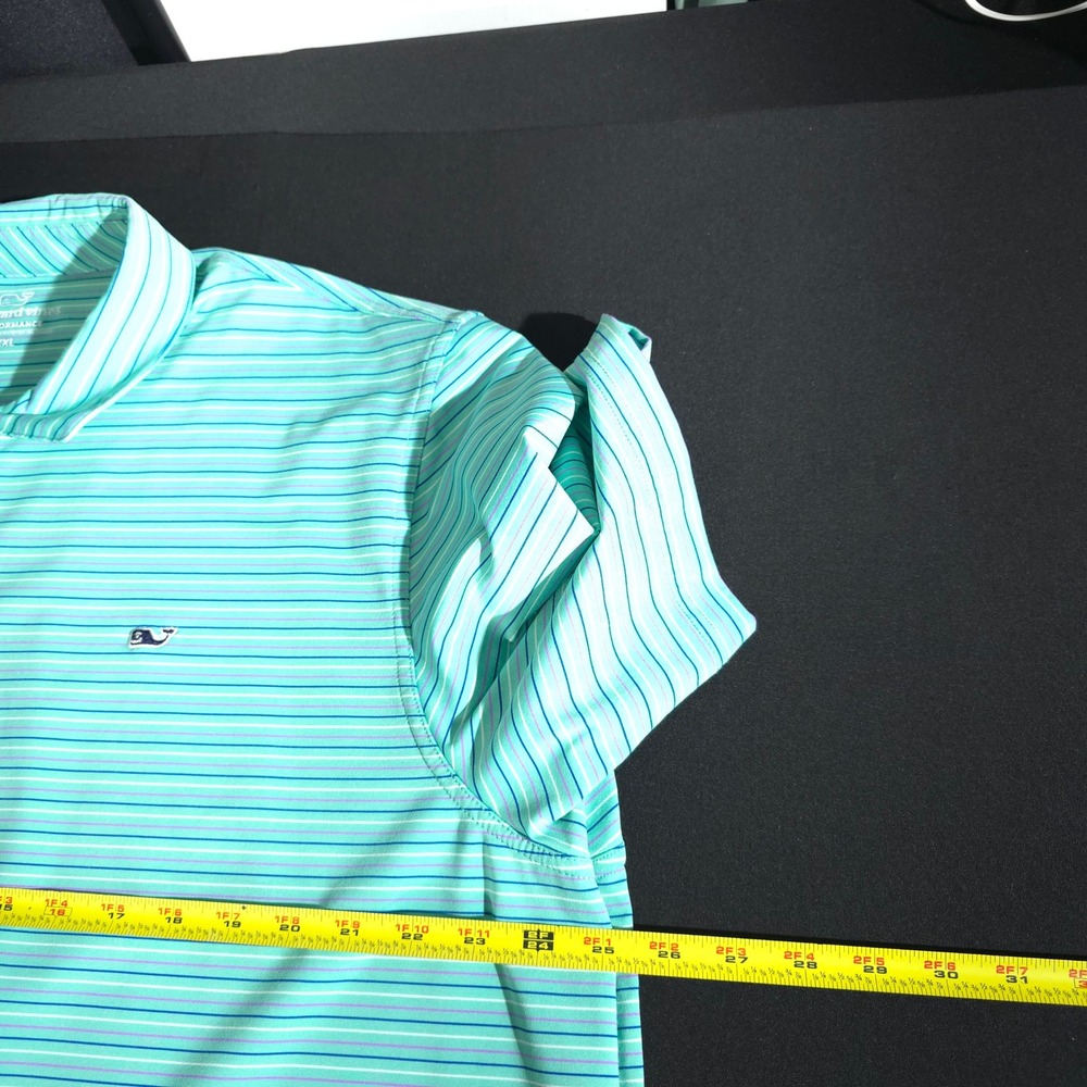 Vineyard Vines Performance Polo Mens XXL Green Striped Short Sleeve Golf Shirt - Picture 4 of 9